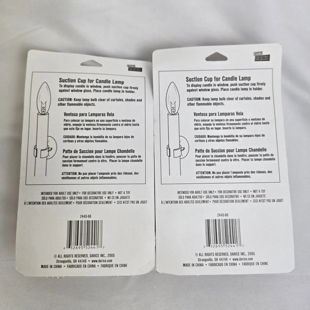 Darice Candle Lamp‎ Suction Cups NOS, 2 Packs of 6, Vintage 2005 2445-96 New